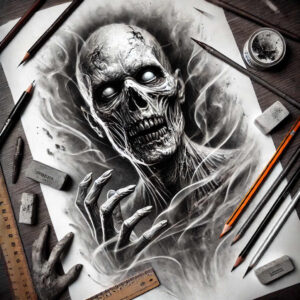 ornamental-zombie-tattoo-grim-for-outer-arm – tattoo design ideas free ai generated – Gallery: zombies-inkby-ai