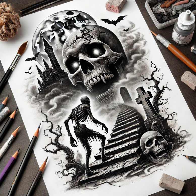 zombies tattoo design ideas bold outline undead art for back shoulder