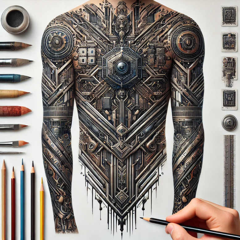 biomechanics tattoo design ideas Realism detail accuracy tendons symbolising perseverance