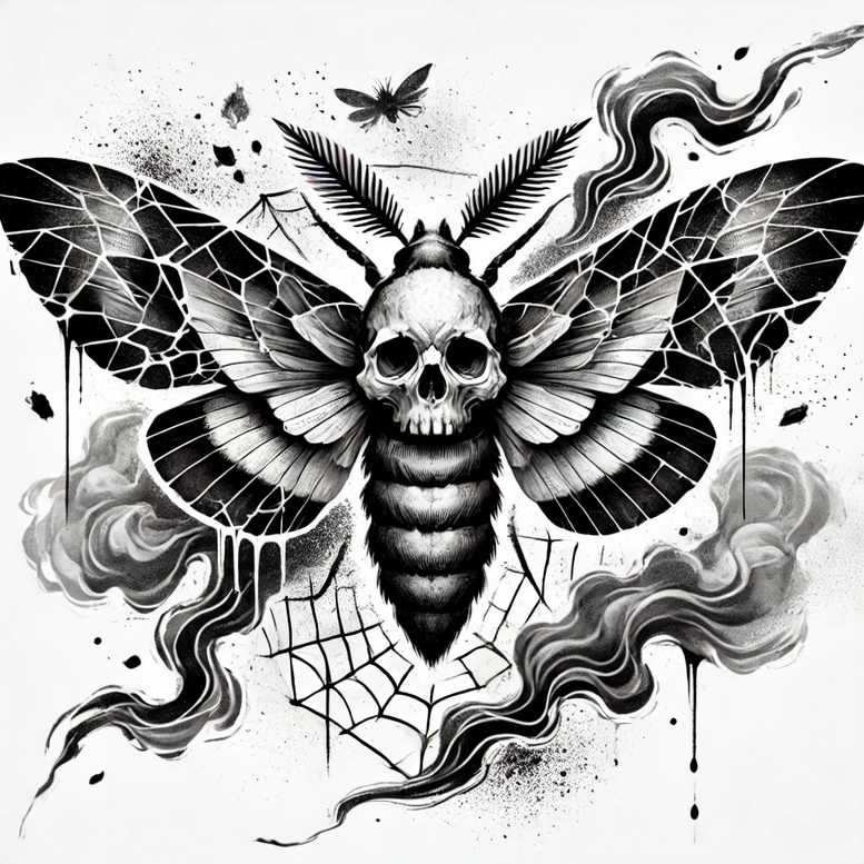 butterflies-moths-dragonflies tattoo design ideas engraved motif clean lines for chest