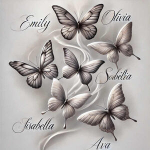 butterflies-moths-dragonflies tattoo design ideas ornamental swirl quiet for lower thigh