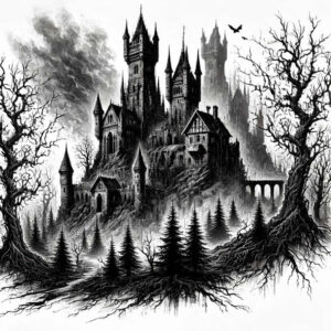 castle-whisper-glass-effect – tattoo design ideas free ai generated – Gallery: castles-inkby-ai