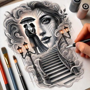 characters tattoo design ideas textural detail dramatic lighting symbol of determination