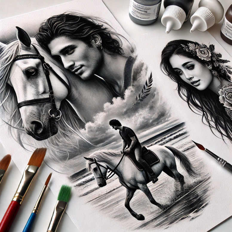 characters tattoo design ideas bright color emotive expression shows determination