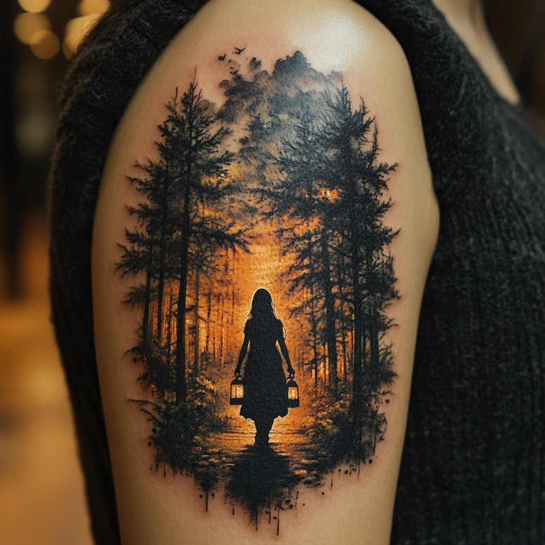 characters tattoo design ideas Realism realistic proportions personality expression for elbow