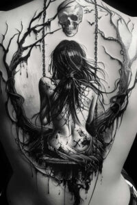characters tattoo design ideas expressive lines symbolic meaning for thigh