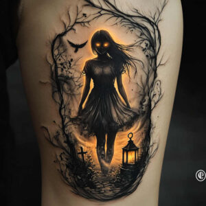 characters tattoo design ideas textured symbolic props embodying courage