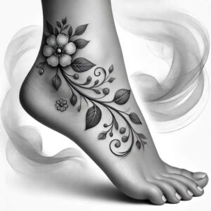 delicate-line – tattoo design ideas free ai generated – outline-only – for-neck – Gallery: delicate-flowers-inkby-ai