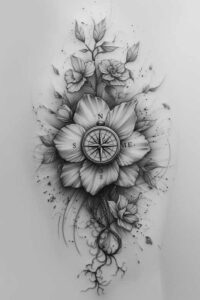 floral-form – tattoo design ideas free ai generated – essential-lines – for-side – Gallery: delicate-flowers-inkby-ai