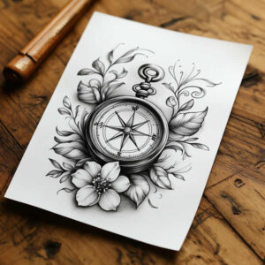 floral-form – tattoo design ideas free ai generated – thin-line – for-upper-back – Gallery: delicate-flowers-inkby-ai