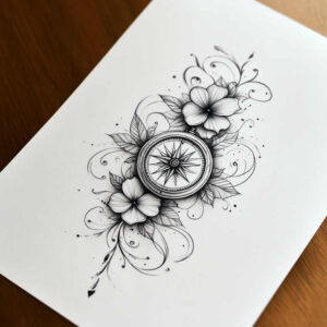 floral-motif – tattoo design ideas free ai generated – essential-lines – for-lower-arm – Gallery: delicate-flowers-inkby-ai