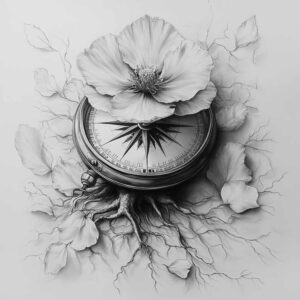 floral-outline – tattoo design ideas free ai generated – compact – for-upper-back – Gallery: delicate-flowers-inkby-ai