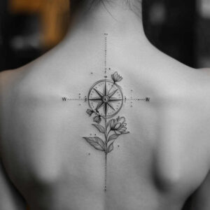 floral-outline – tattoo design ideas free ai generated – micro-design – for-temple – Gallery: delicate-flowers-inkby-ai