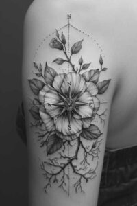 floral-softness – tattoo design ideas free ai generated – basic – for-upper-chest – Gallery: delicate-flowers-inkby-ai