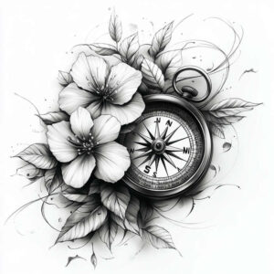 floral-softness – tattoo design ideas free ai generated – unadorned – for-back-shoulder – Gallery: delicate-flowers-inkby-ai