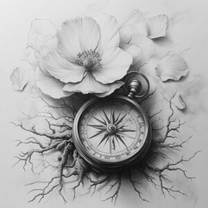 light-contour – tattoo design ideas free ai generated – elegant – for-back – Gallery: delicate-flowers-inkby-ai