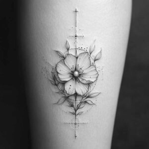 light-ornamentation – tattoo design ideas free ai generated – whisper-line – for-lower-chest – Gallery: delicate-flowers-inkby-ai