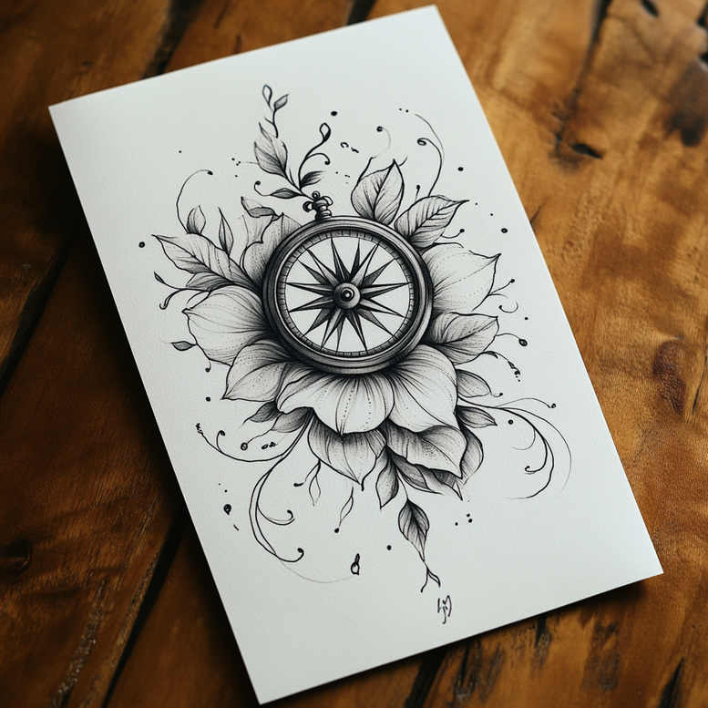light-pattern – tattoo design ideas free ai generated – single-line – for-calf – Gallery: delicate-flowers-inkby-ai