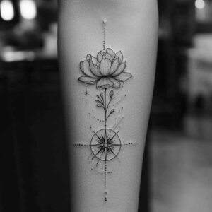 light-tattoo – tattoo design ideas free ai generated – minimalist-script – for-sternum – Gallery: delicate-flowers-inkby-ai