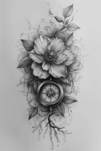 minimalist-tattoo – tattoo design ideas free ai generated – no-shading – for-side-torso – Gallery: delicate-flowers-inkby-ai