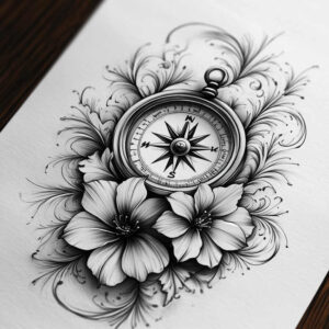 natural-pattern – tattoo design ideas free ai generated – pure-design – for-upper-thigh – Gallery: delicate-flowers-inkby-ai