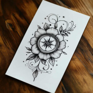 soft-composition – tattoo design ideas free ai generated – tiny-motif – for-thigh – Gallery: delicate-flowers-inkby-ai