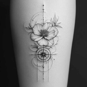 soft-texture – tattoo design ideas free ai generated – clean-lines – for-outer-arm – Gallery: delicate-flowers-inkby-ai
