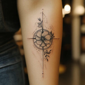 subtle-composition – tattoo design ideas free ai generated – lightweight – for-lower-thigh – Gallery: delicate-flowers-inkby-ai