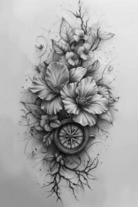 subtle-composition – tattoo design ideas free ai generated – subtle-shape – for-elbow – Gallery: delicate-flowers-inkby-ai