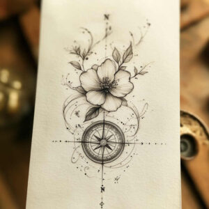 subtle-form – tattoo design ideas free ai generated – fine-line – for-sternum – Gallery: delicate-flowers-inkby-ai