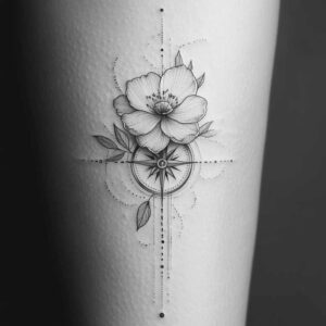 subtle-light-play – tattoo design ideas free ai generated – silent – for-ankle – Gallery: delicate-flowers-inkby-ai