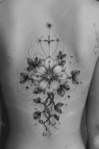 subtle-tattoo – tattoo design ideas free ai generated – simple-dot – for-lower-leg – Gallery: delicate-flowers-inkby-ai