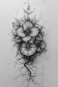 delicate-flowers tattoo design ideas thin line natural beauty stands for strength