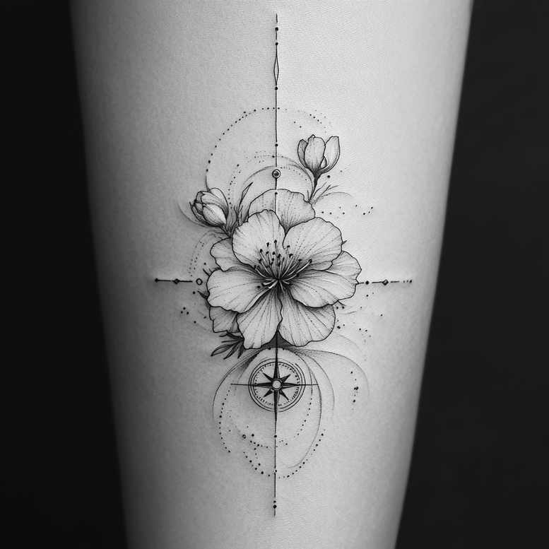delicate-flowers tattoo design ideas tiny tattoo pastel hues for shin
