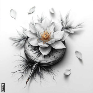 delicate-flowers tattoo design ideas outline only soft shadows for abdomen