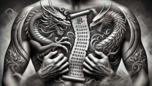 dragon-figure – tattoo design ideas free ai generated – faded-memory – for-side-torso – Gallery: dragons-inkby-ai