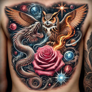 dragon-flame – tattoo design ideas free ai generated – supernatural – for-upper-arm – Gallery: dragons-inkby-ai