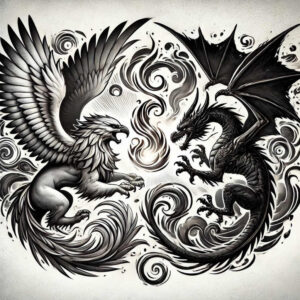 dragon – tattoo design ideas free ai generated – haunted-house – for-behind-ear – Gallery: dragons-inkby-ai