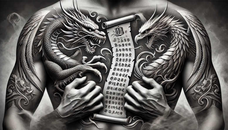dragons tattoo design ideas photo-realistic powerful for upper back