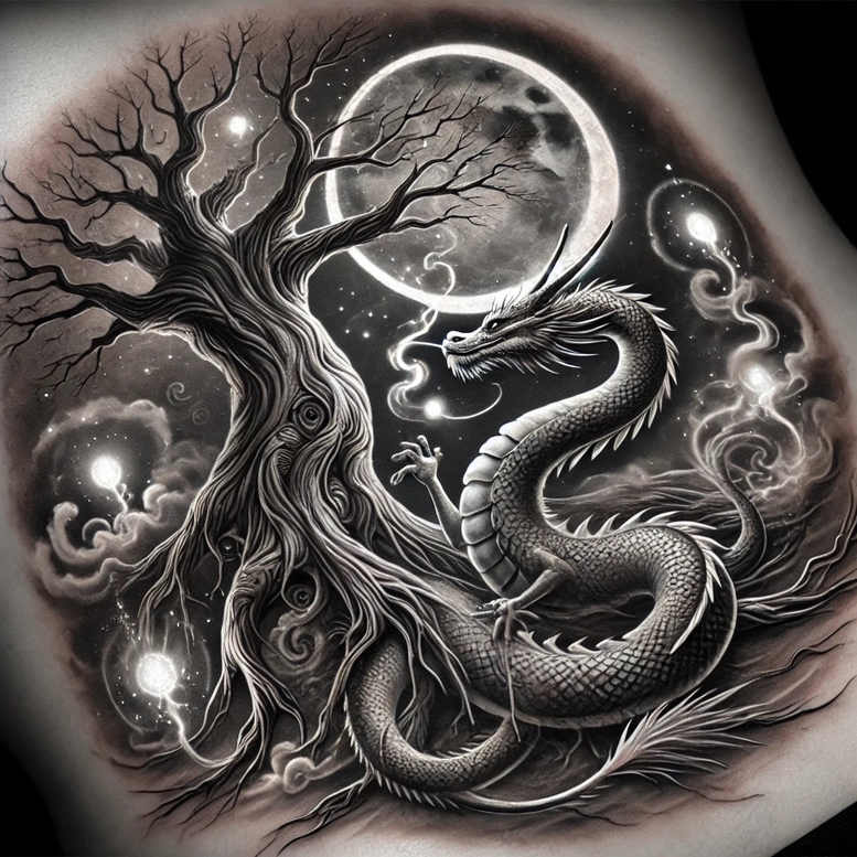 western-dragon – tattoo design ideas free ai generated – grim – for-side – Gallery: dragons-inkby-ai