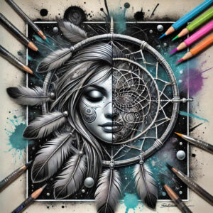 tribal-dreamcatcher – tattoo design ideas free ai generated – realism-natural-blush – for-back-of-neck – Gallery: dreamcatchers-inkby-ai
