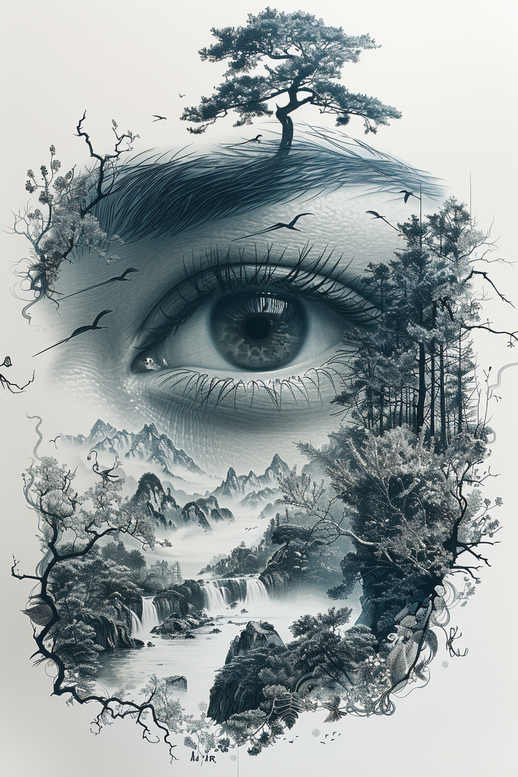 abstract-eye – tattoo design ideas free ai generated – neotraditional-modern-classic – for-shin – Gallery: eyes-inkby-ai