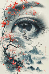 crowned-eye – tattoo design ideas free ai generated – surrealism-ethereal-glow – for-neck – Gallery: eyes-inkby-ai