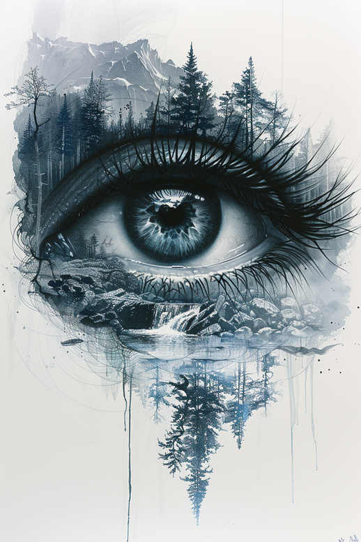 eye-and-shadow – tattoo design ideas free ai generated – surrealism-chromatic-aberration – for-collarbone – Gallery: eyes-inkby-ai
