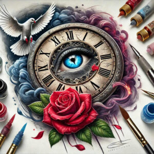 eye-with-flames – tattoo design ideas free ai generated – surrealism-abstract-forms – for-elbow – Gallery: eyes-inkby-ai