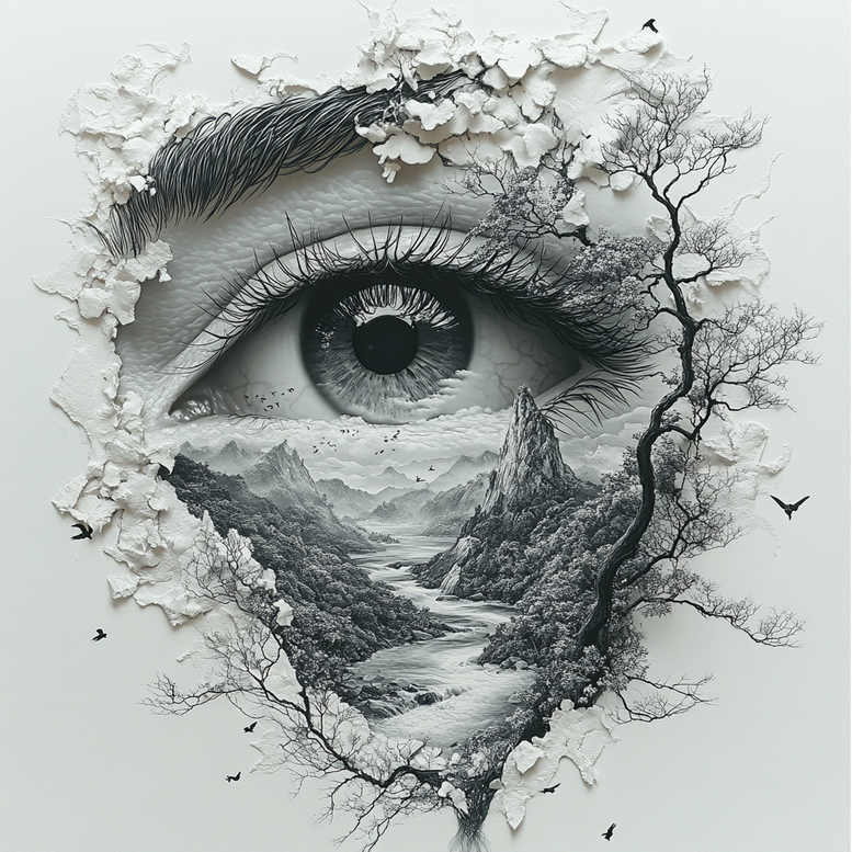 eye-with-flower – tattoo design ideas free ai generated – surrealism-fluid-motion – for-scapula – Gallery: eyes-inkby-ai