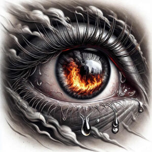 eye-with-reflections – tattoo design ideas free ai generated – surrealism-translucent-layers – for-calf – Gallery: eyes-inkby-ai