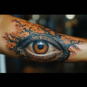 eye-with-shadow – tattoo design ideas free ai generated – surrealism-enigmatic-aura – for-back-shoulder – Gallery: eyes-inkby-ai
