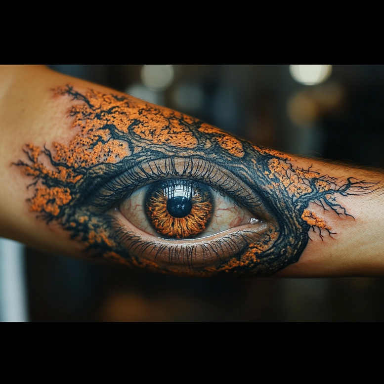 eye-with-shadow – tattoo design ideas free ai generated – surrealism-enigmatic-aura – for-back-shoulder – Gallery: eyes-inkby-ai
