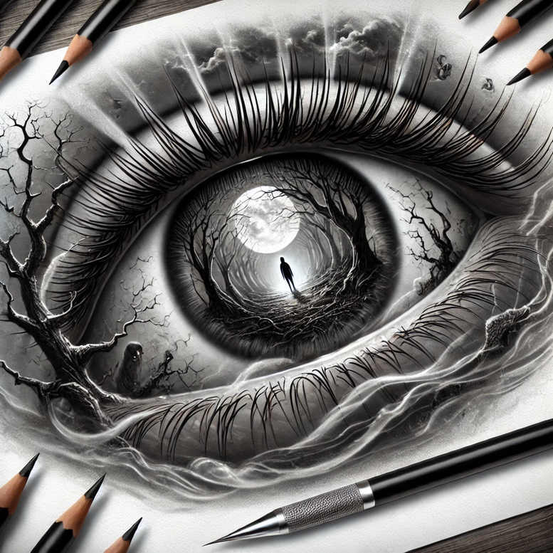 mysterious-eye – tattoo design ideas free ai generated – neotraditional-gradient-fills – for-lower-thigh – Gallery: eyes-inkby-ai
